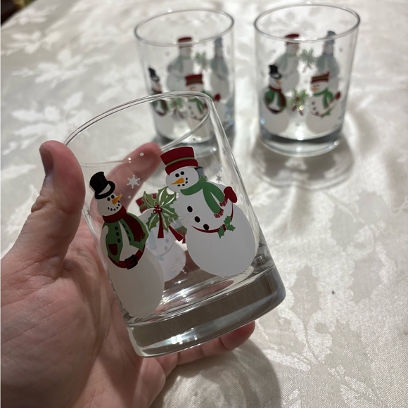 Snowman Themed Glass Tumblers Set of 3 - Picture 4 of 7